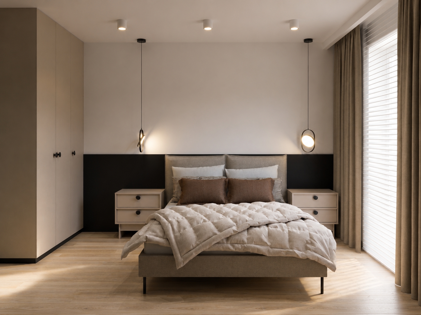 Sypialnia w stylu modern warm.