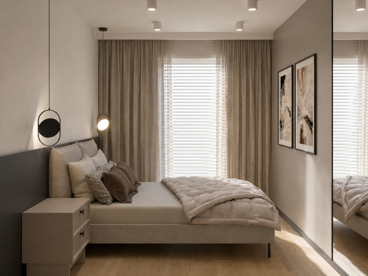 Sypialnia w stylu modern warm.